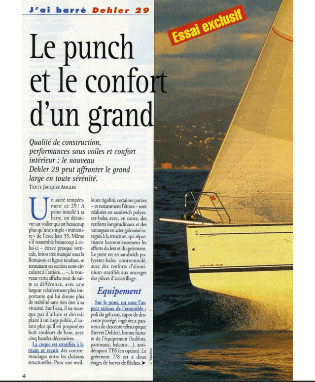 article de presse Bateaux sur le Dehler 29